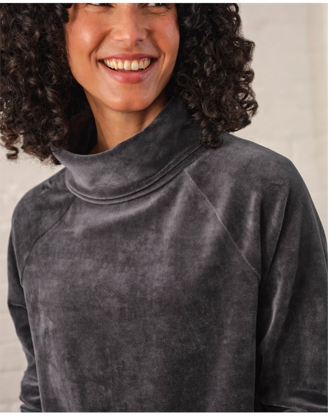 Reserve Velour Cowl Neck Drawstring Sweatshirt