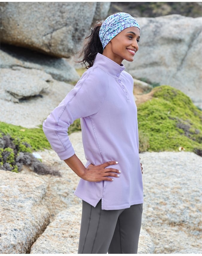 Channel Longline Popper Neck Sweatshirt