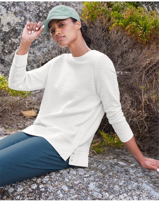 Edale Textured Popper Detail Sweatshirt