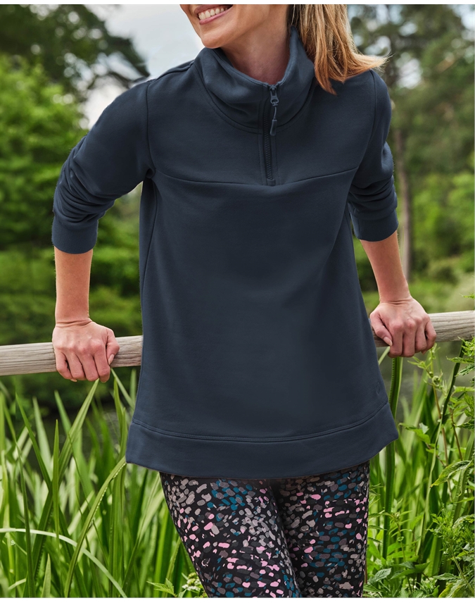 Serenity Organic Cotton Zip Neck Sweatshirt