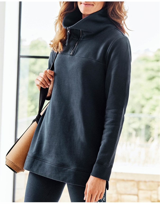 Serenity Organic Cotton Zip Neck Sweatshirt